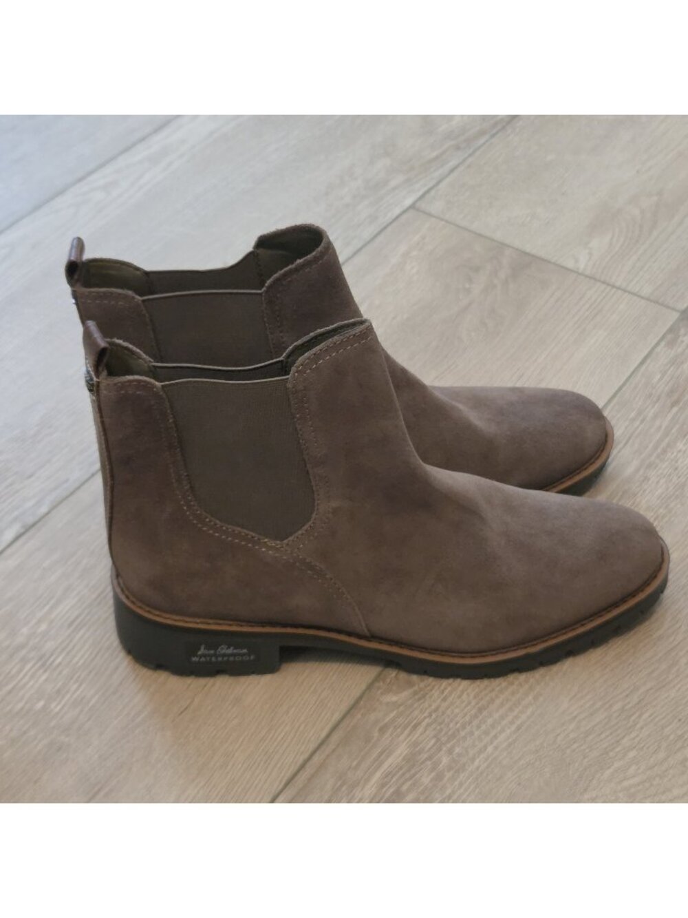 Sam Edelman Jaclyn Waterproof Suede Chelsea Boots Taupe Rough out Womens 10